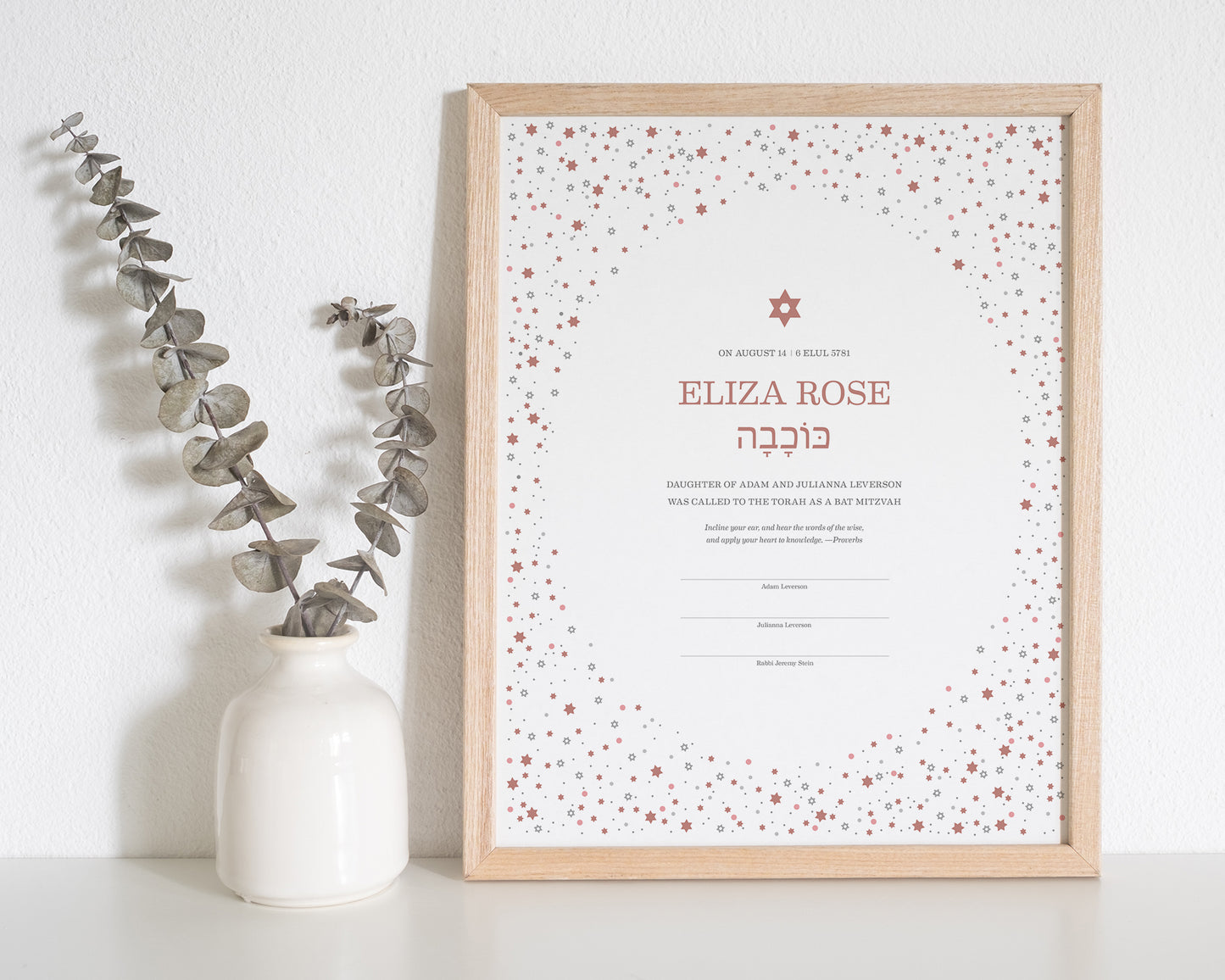 Starry Bar & Bat Mitzvah Certificate