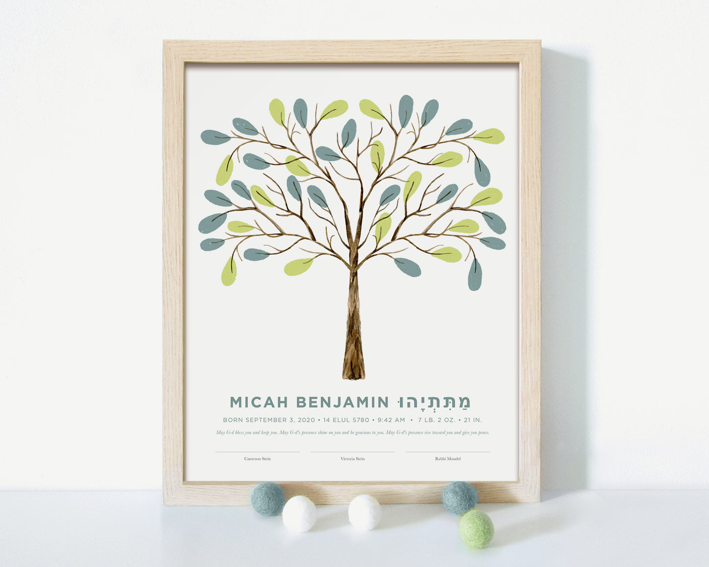 Leafy Tree of Life Baby Naming Certificate