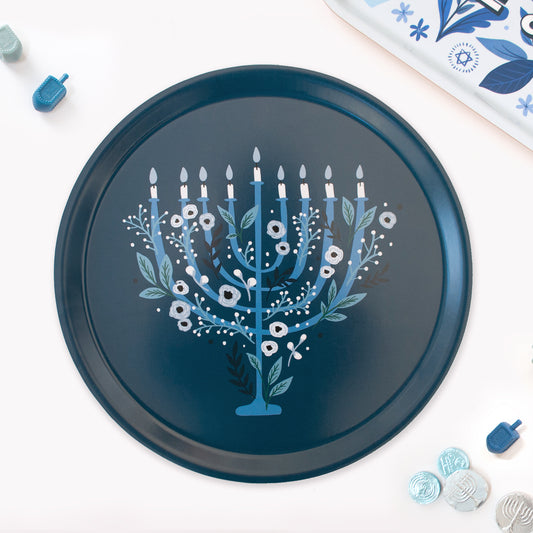 Floral Menorah Serving Tray