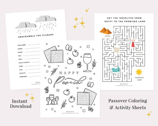 Passover Coloring & Activity Sheets - Instant Download