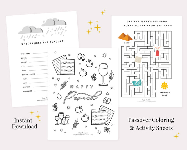 Passover Coloring & Activity Sheets - Instant Download