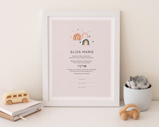 Rainbow Baby Naming Certificate