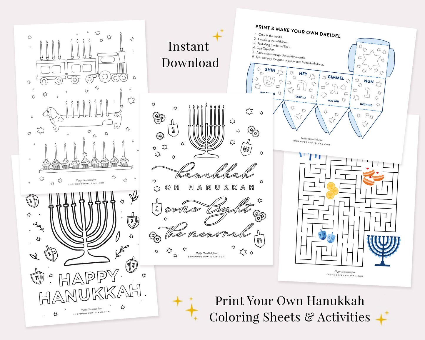 Hanukkah Coloring Sheets & Activities - Instant Download