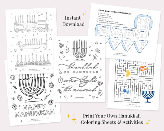 Hanukkah Coloring Sheets & Activities - Instant Download